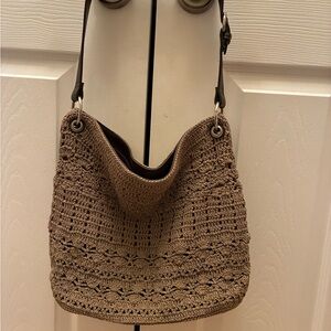 Elegant Brown Crochet Shoulder Bag